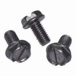 Slotted Indented Hex Washer Head Steel Black Oxide Finish Machine Screws